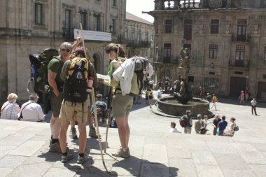 Hacılar yolu St. James ya da St. James's yol ucunda. Camino de Santiago, İspanya