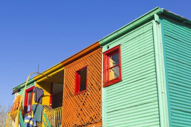 Ayrıntı ev Caminito La Boca bölgesinde, Buenos Aires, Arjantin