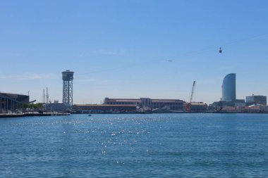 Bağlantı noktası Barcelona ve Ramblas sonunda. Barcelona, İspanya