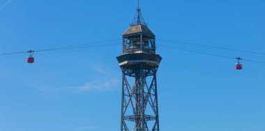 Barcelona, İspanya Hava bir tramvay Port Vell hava tramvay olduğunu