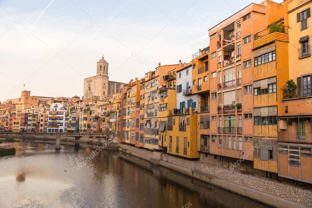 Panorama of Gerona, Costa Brava, Catalonia, Spain.