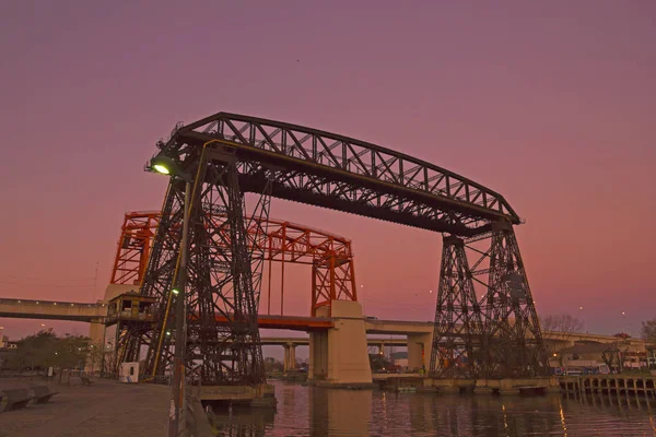 Sunset in La Boca, Bridge, in La Boca La Boca district, Buenos A — Stock Photo, Image