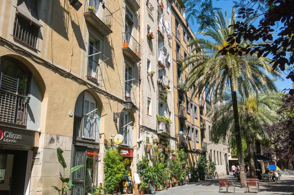 Старые улицы Готического квартала Барселоны, Каталония . — стоковое фото