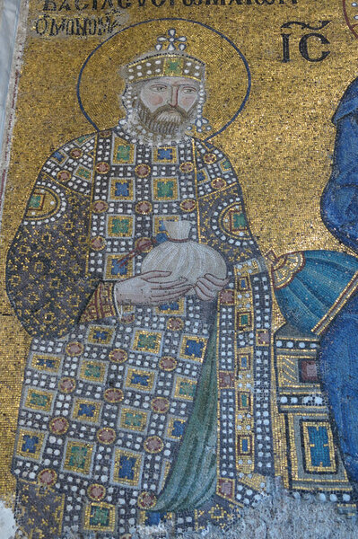 The Empress Zoe mosaic of Hagia Sophia at Istanbul Turkey