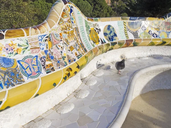 Mosaic of Park Guell designed by Antonio Gaudi. Barcelona — Stock Photo, Image