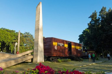 Memorial of train packed with government soldiers captured by Ch clipart