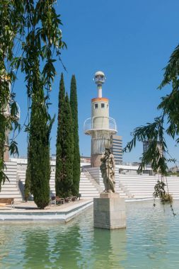 Neptuno heykel parkta Barcel İspanya sanayi