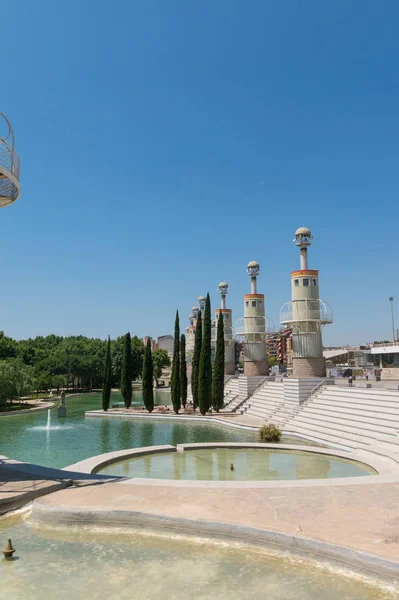 Panorama of Parc de l'Espanya Industrial in summer day — Stock Photo, Image