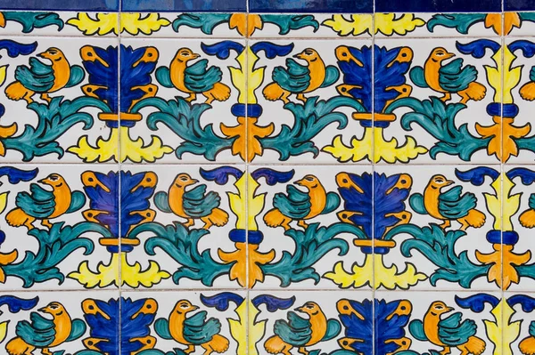 Set of typical Catalan mosaics, with animal and nature motifs. B — Stock Photo, Image