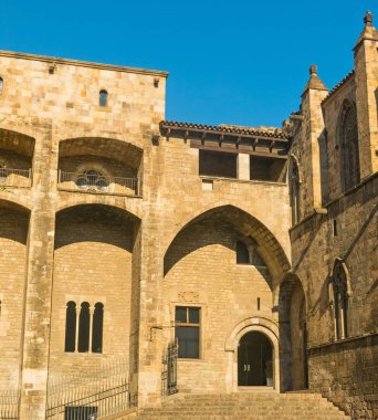 Kral Meydanı ve Palau Reial büyük Barcelona, Catalynia, İspanya