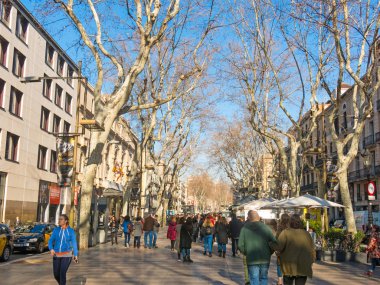 La Rambla Caddesi. Barcelona, İspanya en popüler Caddesi