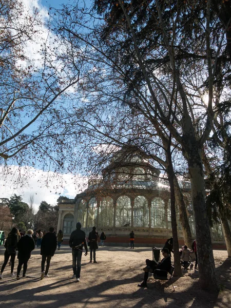 Pałac Kryształowy (palacio de cristal) w retiro park, Madryt, Hiszpania — Zdjęcie stockowe