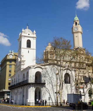 Plaza de Mayo görüldüğü gibi Cabildo bina cephe. , Buenos hava
