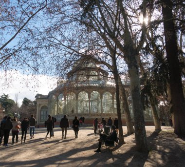Crystal palace (palacio de cristal) retiro park, madrid, İspanya