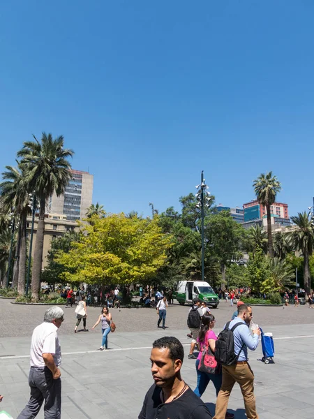 A Plaza de Armas tér panorámája Santiago de Chilében. — Stock Fotó