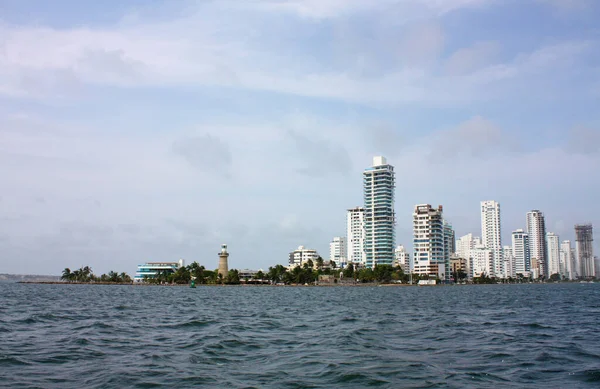 Stadtbild Der Stadt Cartagena Indias Vom Meer Aus Mit Seinen — Stockfoto