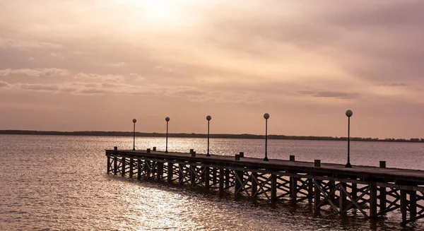 Generál Flores Pier Před Průmyslovým Nakládacím Dokem Nueva Palmira Řece — Stock fotografie