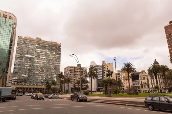 Place Indépendance Montevideo Uruguay Est Centre Ville Avec Statue Artigas — Photo