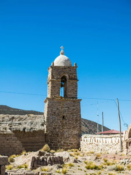 Stone Church Village Sajama Small Andean Town Sajama Bolivian Altiplano — Stock Photo, Image