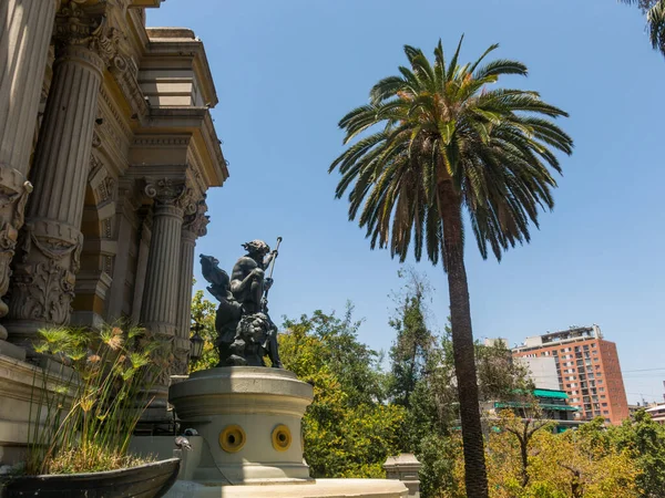 Monumentális Szökőkút Neptune Cerro Santa Lucia Santiago Chile Mellett Alameda — Stock Fotó