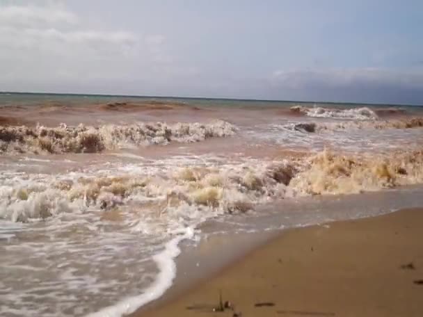 Morbida onda del mare sulla spiaggia di sabbia — Video Stock