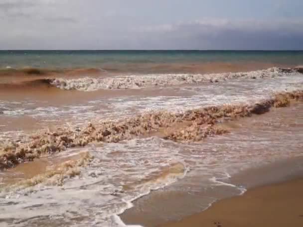 Ola suave del mar en la playa de arena — Vídeo de stock