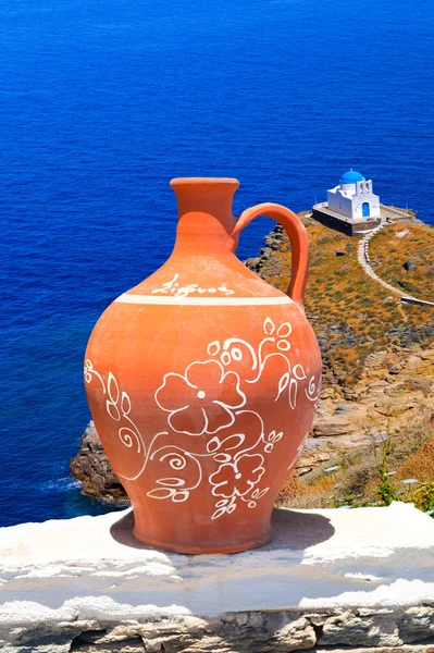 Traditional greek decoration on Sifnos island, Greece — Stock Photo, Image