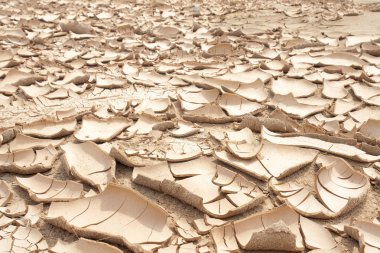 Kuru kırık dünya arka plan, kil çöl doku closeup