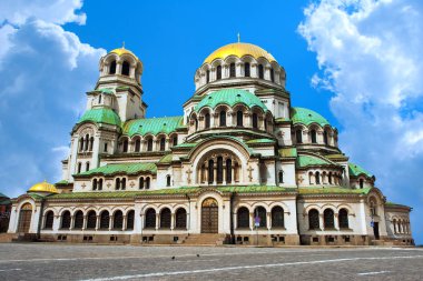 Alexander Nevsky cathedral and square in Sofia, Bulgaria clipart