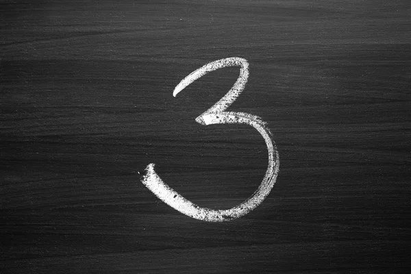 Number three enumeration written with a chalk on the blackboard — Stock Photo, Image