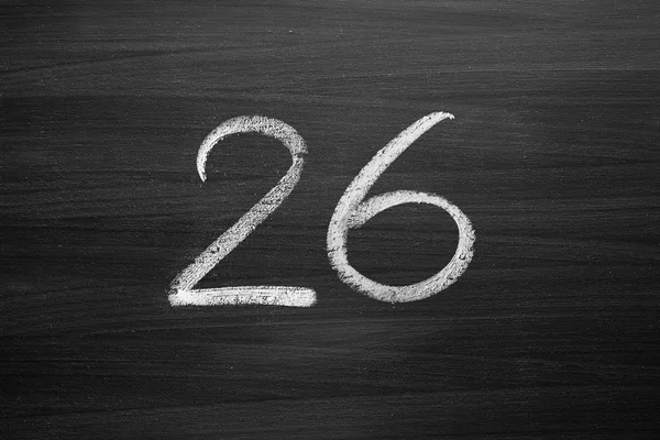 Number twenty six enumeration written with a chalk on the blackboard — Stock fotografie