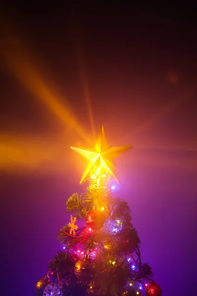 Árbol de Navidad con estrella brillante — Foto de Stock