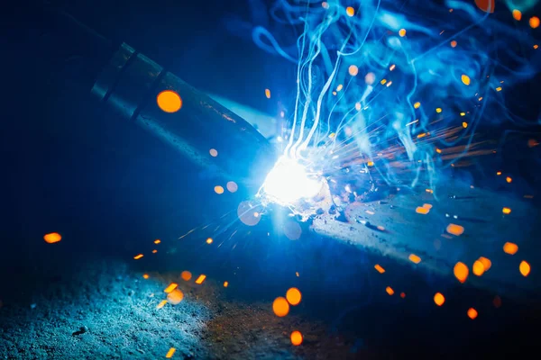 Artistic welding sparks light, industrial background — Stock Photo, Image