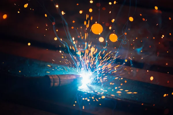 Artistic welding sparks light, industrial background — Stock Photo, Image
