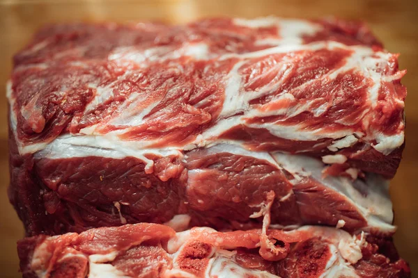 Fresh raw meat texture, closeup view — Stock Photo, Image