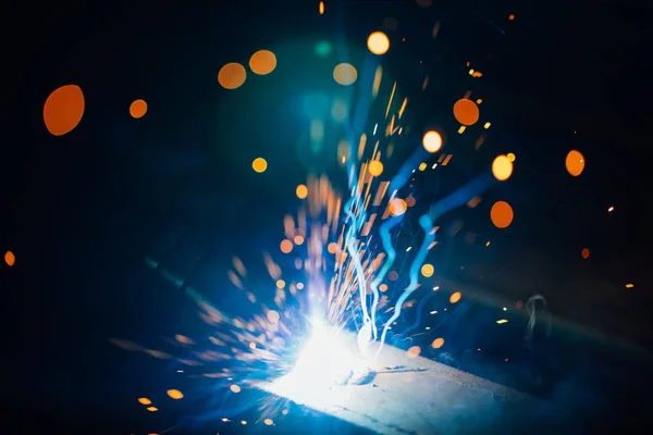 Abstract welding sparks light, industrial background — Stock Photo, Image