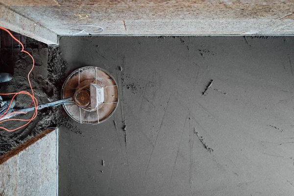 Szlifowanie posadzek betonowych, widok z góry — Zdjęcie stockowe
