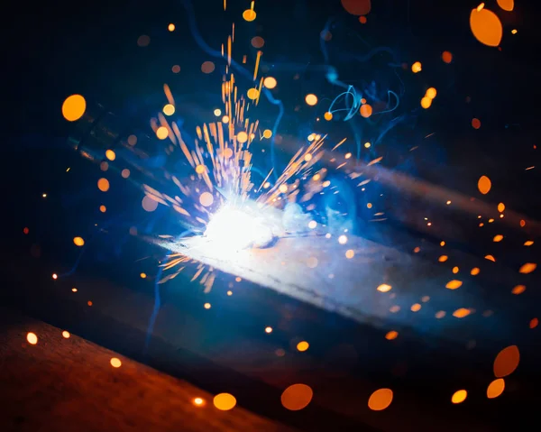 Artistic welding sparks light, industrial background — Stock Photo, Image