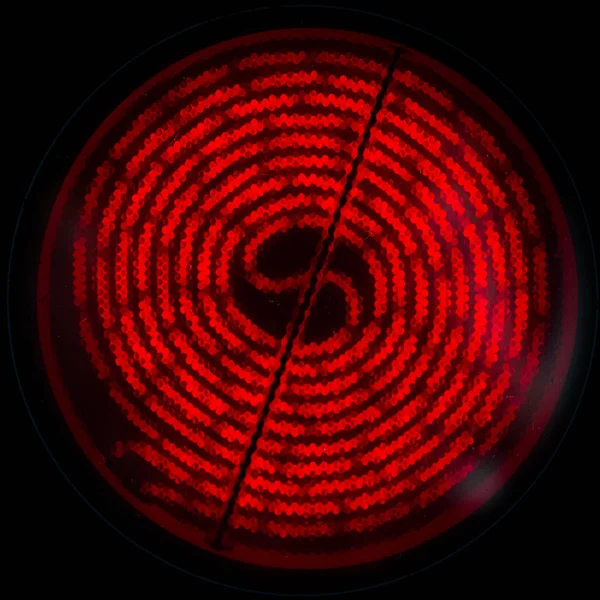Kuchenka elektryczna czerwony gorący cewki, widok z góry koło — Zdjęcie stockowe