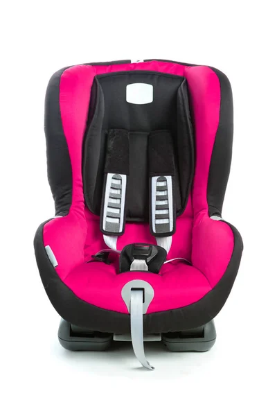 Baby autostoel, paarse kleur, geïsoleerd op wit — Stockfoto