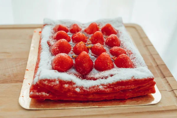 딸기 케이크, 근접 촬영 보기 — 스톡 사진