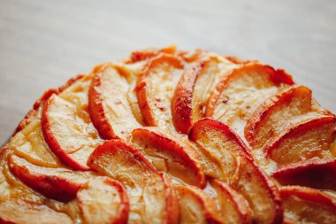 Elma tart pasta portre arka plan