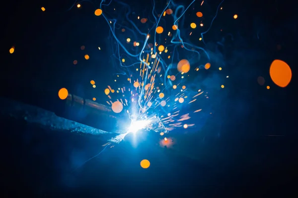 Artistic welding sparks light, industrial background — Stock Photo, Image