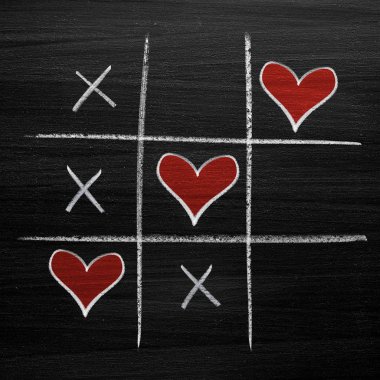 Tebeşir Kalpler, Xo noughts ve haçlar Sevgililer günü tarzı ile Tic tac toe oyunu
