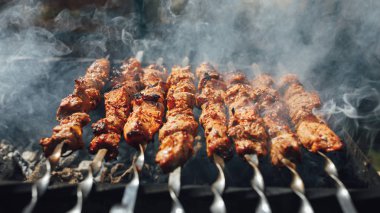 Izgara Barbekü et şiş ile duman üzerinde