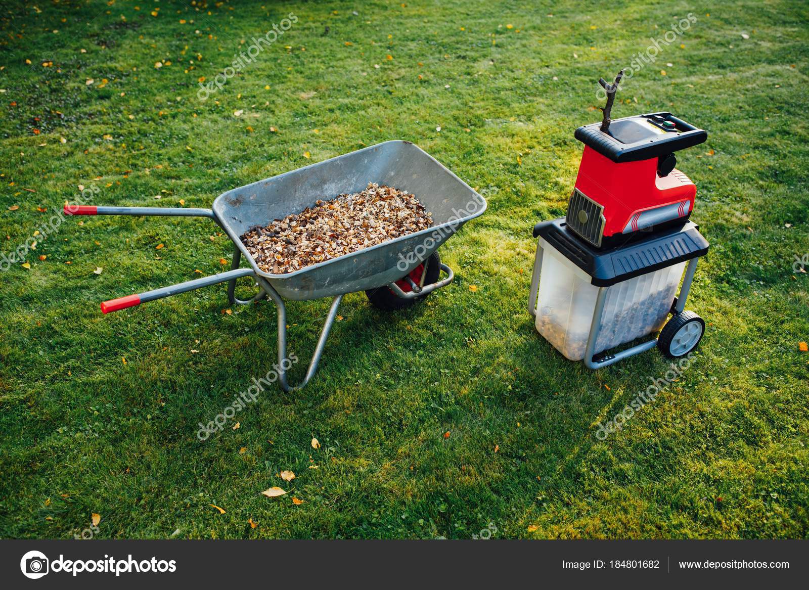Garden Chipper Electric Shredder Mulcher With Wheelbarrow Full