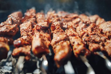 Izgara Barbekü et şiş ile duman üzerinde