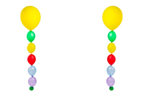 Kutlama çok renkli balonlar beyaz üzerinde izole edilmiş sütunlar — Stok fotoğraf