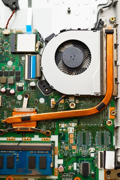 Laptop Ventilatie Koelsysteem Koperen Heatsink Pijp Moederbord — Stockfoto