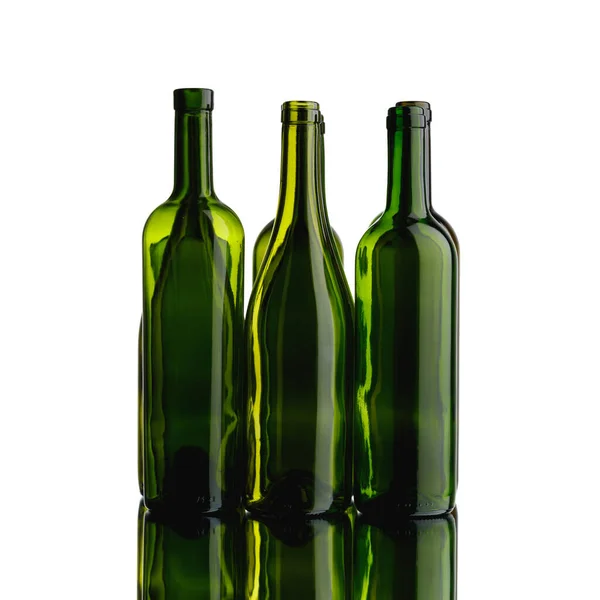 Botellas Vino Vacías Aisladas Sobre Blanco —  Fotos de Stock